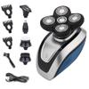 WTCBQC Head Shavers for Bald Men, 5 in 1 Men's Electric Shaver 4D Waterproof Shaver USB Rechargeable Bald Rotate Portable Hair Trimmer Five Heads, Blue-set view 1