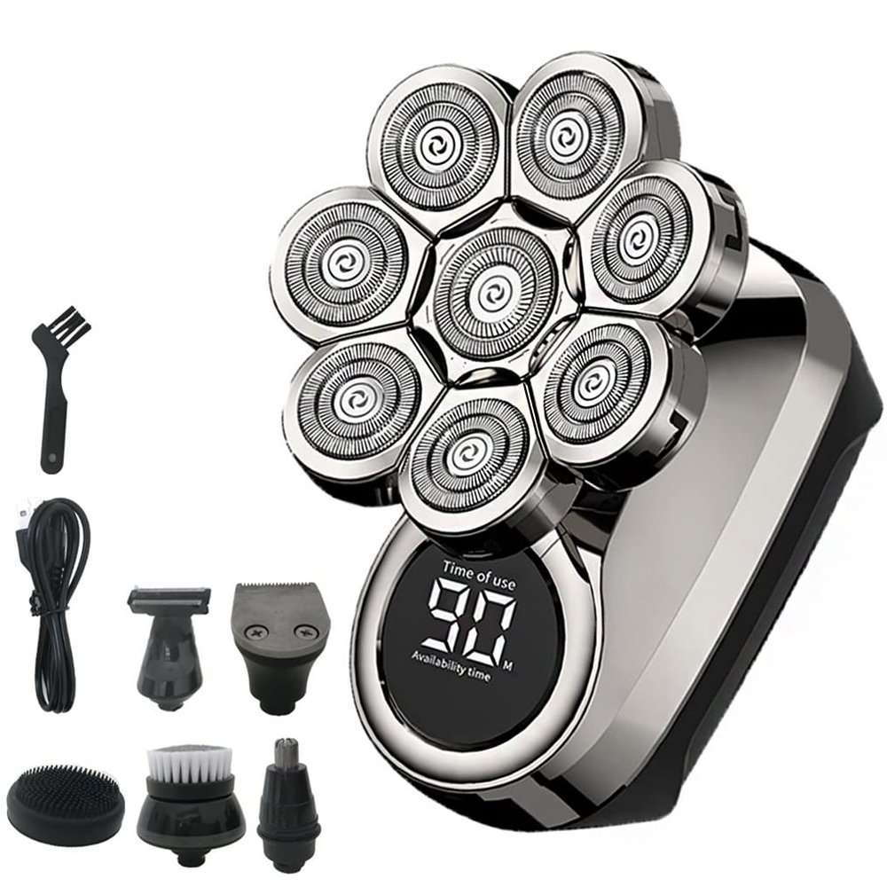 Head Shavers for Bald Men, 8 Blades Multi Grooming Kit Digital Display Electric Shaver Hair Trimmer Beard Rlectric Razor Wet Dry Men Facial Shaving Machine
