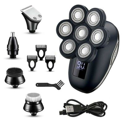Head Shavers for Bald Men, 5-in-1 Rotary Electric Shaver 7d Rechargeable Bald Hair Beard Trimmer Shaver