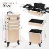 CHUANGJIN Professional Rolling Makeup Case with Wheels, 5-in-1 Makeup Train Case, Cosmetic Makeup Trolley Cart Travel Cosmetology Case On Wheels with Key for Hairstylists, Nail Tech (Gold Crystal) view 2