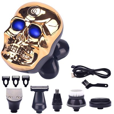 Head Shavers for Bald Men, Electric Shavers for Men Skull Shaver Razor 5 Blades USB Rechargeable Men's Shaver Barber Beard Trimmer Razors Shaving Machine (Color : Gold)