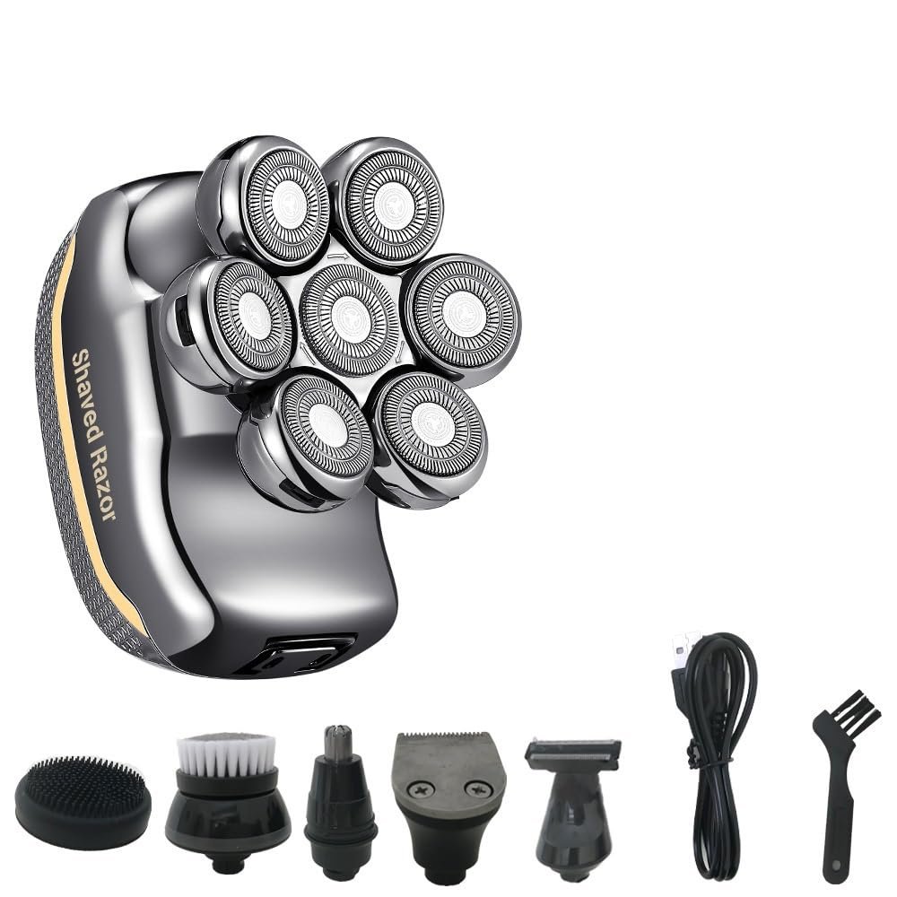 Head Shavers for Bald Men, 6 in 1 7-Blade Electric Shaver for Men Hair Trimmer Beard Razor Rechargeable Body Bald Shaving Machine