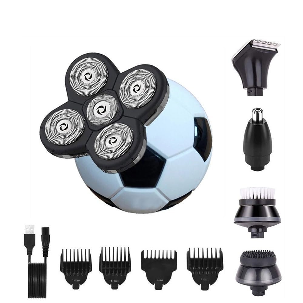 Head Shavers for Bald Men, 5-in-1 Electric Football Shaver for Men Bald Head Razor Grooming Kit Multifunctional Cordless Hair Clippers Rotary Shavers