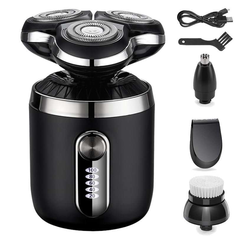 Head Shavers for Bald Men, Electric Shaver for Men Wet and Dry Waterproof Cordless 3D Rotary Shavers USB Rechargeable Beard Trimmer with LCD Display