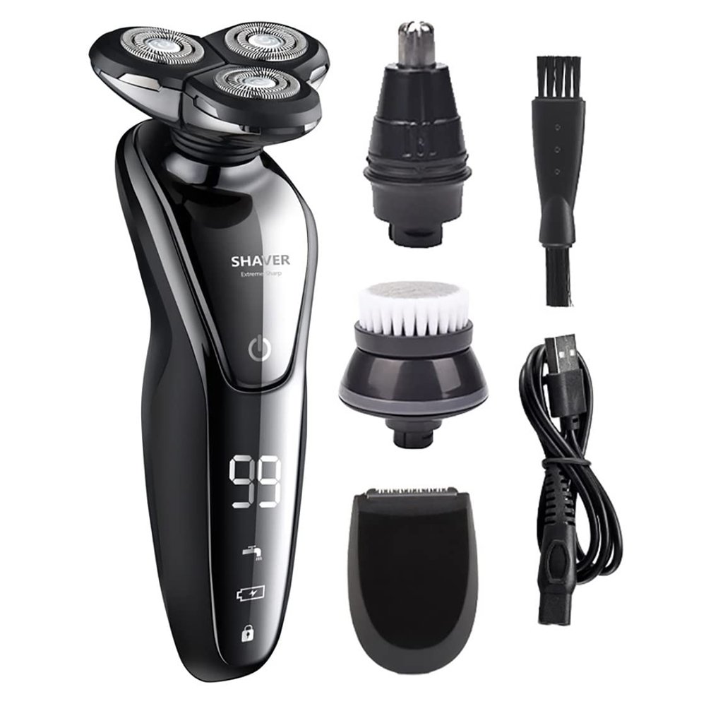 Head Shavers for Bald Men, 4 in 1 Electric Shaver for Men 4D Electric Beard Trimmer USB Rechargeable Professional Hair Trimmer Hair Cutter Razor for Men