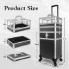 CHUANGJIN 4 in 1 Rolling Makeup Train Case Professional Cosmetic Trolley Cart Travel Nail Cart Organizer with Wheels Transparent Acrylic Panel for Makeup Hair Stylists Nail Tech (Black Crystal) view 2