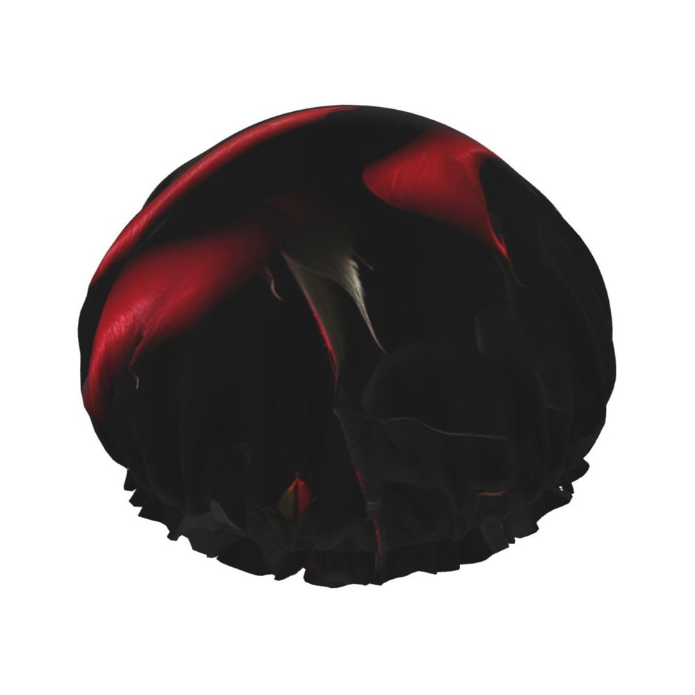 Red And Roses Fashion Joker Bath Hat,Reusable Double Bath Hat,Enjoy A More Advanced Bathing Experience