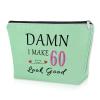 60th Birthday Gifts for Wife Green Makeup Bag 60 Year Old Birthday Gifts for Women 1964 Funny Sixty Birthday Gifts for Aunt Sister Cosmetic Bag Funny Quotes from Turning 60 Years Old Travel Pouch view 1