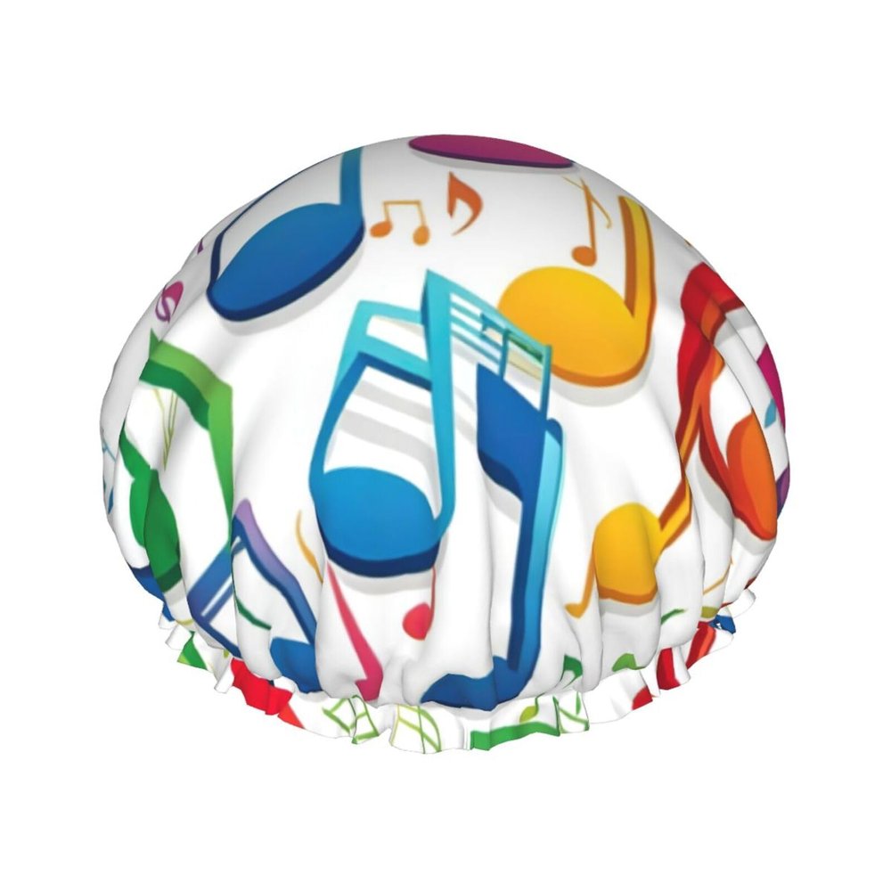 Colorful Music Notes 1 Fashion Joker Bath Hat,Reusable Double Bath Hat,Enjoy A More Advanced Bathing Experience