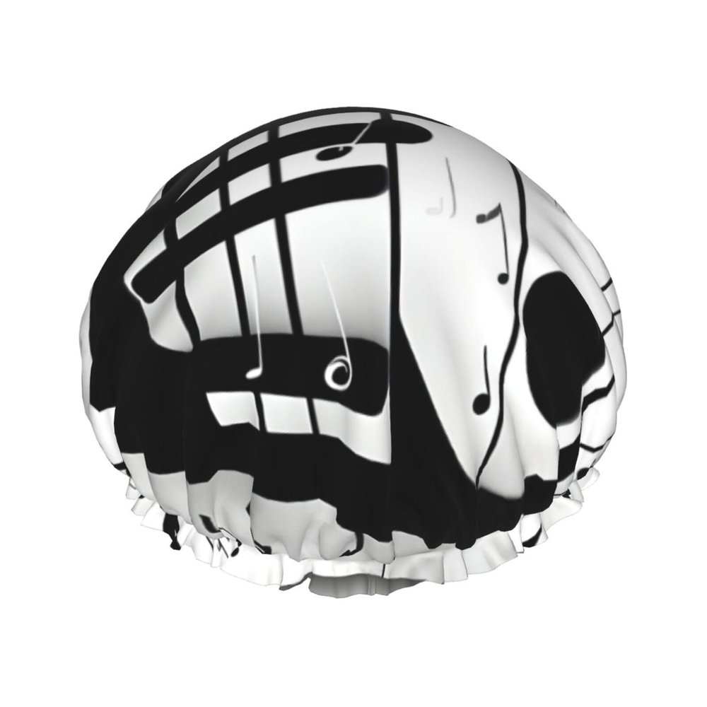 Black And White Music Note Fashion Joker Bath Hat,Reusable Double Bath Hat,Enjoy A More Advanced Bathing Experience