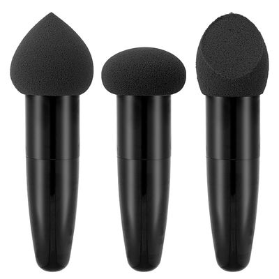 AKOAK 3 Pcs Foundation Sponge Puff, Mushroom Makeup Sponge Mix Sponge Makeup Puff Band Handle, Face Sponge BB Cream Foundation Makeup Tool (Black)