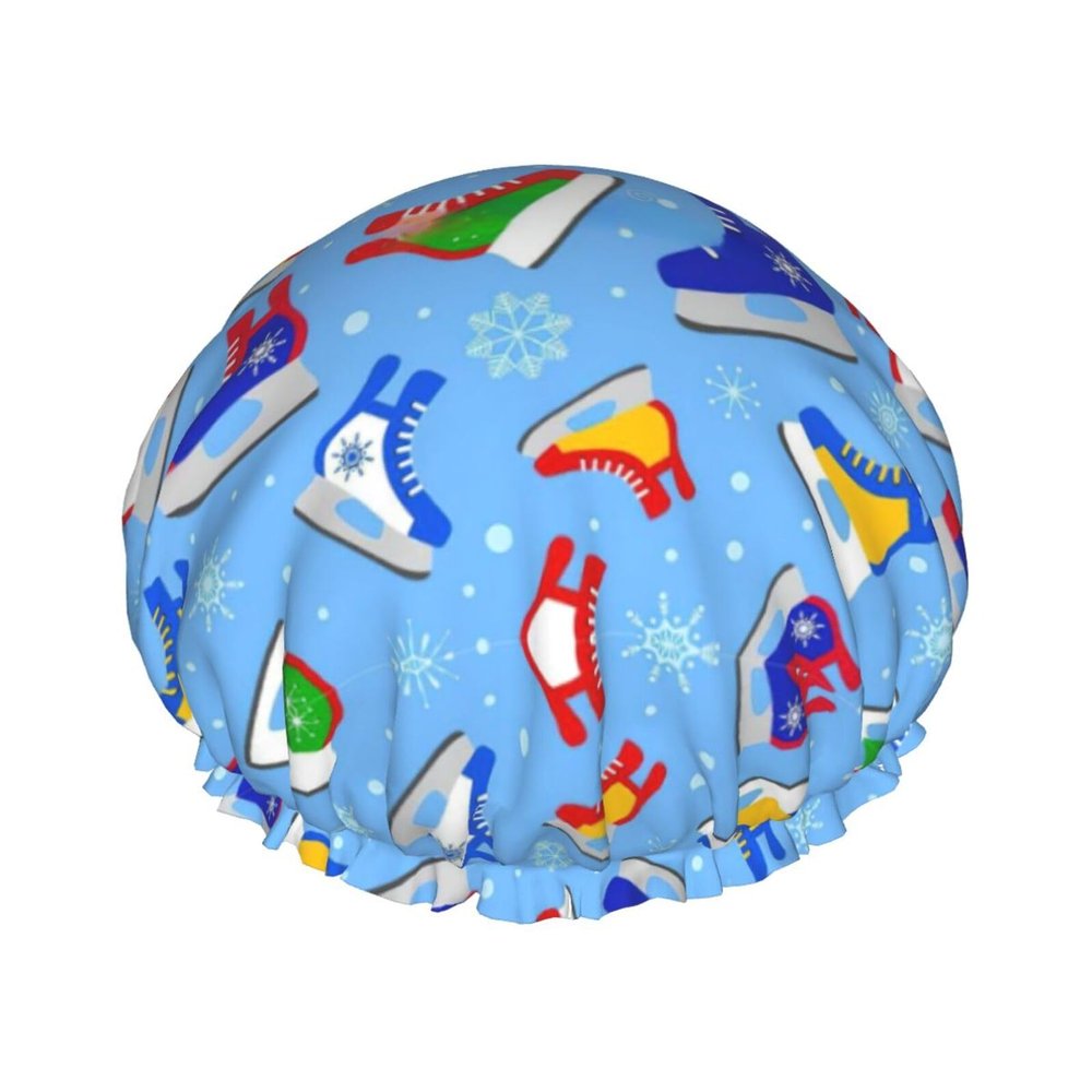 Hockey Elements Creative Patterned Fashion Joker Bath Hat,Reusable Double Bath Hat,Enjoy A More Advanced Bathing Experience