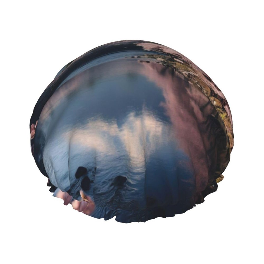 Japan Mount Fuji Landscape Fashion Joker Bath Hat,Reusable Double Bath Hat,Enjoy A More Advanced Bathing Experience