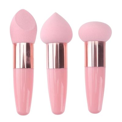 AKOAK 3 Pcs Foundation Sponge Puff, Mushroom Makeup Sponge Mix Sponge Makeup Puff Band Handle, Face Sponge BB Cream Foundation Makeup Tool (Pink)
