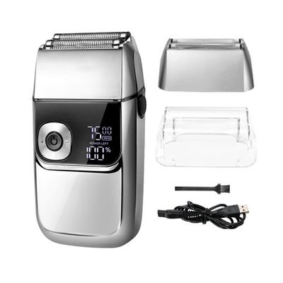 Electric Razors for Men, Electric Foil Shavers for Men All Metal 2 in 1 Foil Trimmer LED Waterproof Shaving Machine 3-Speed Adjustable (Color : Sliver)