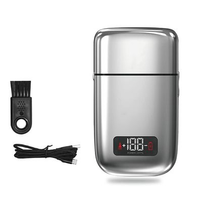 WTCBQC Electric Razors for Men, Pro Metal housing Hair Electric Shaver for Men Rechargeable Head Electric Razor Facial Beard Shaving Machine Tool for blads (Color : Silver)