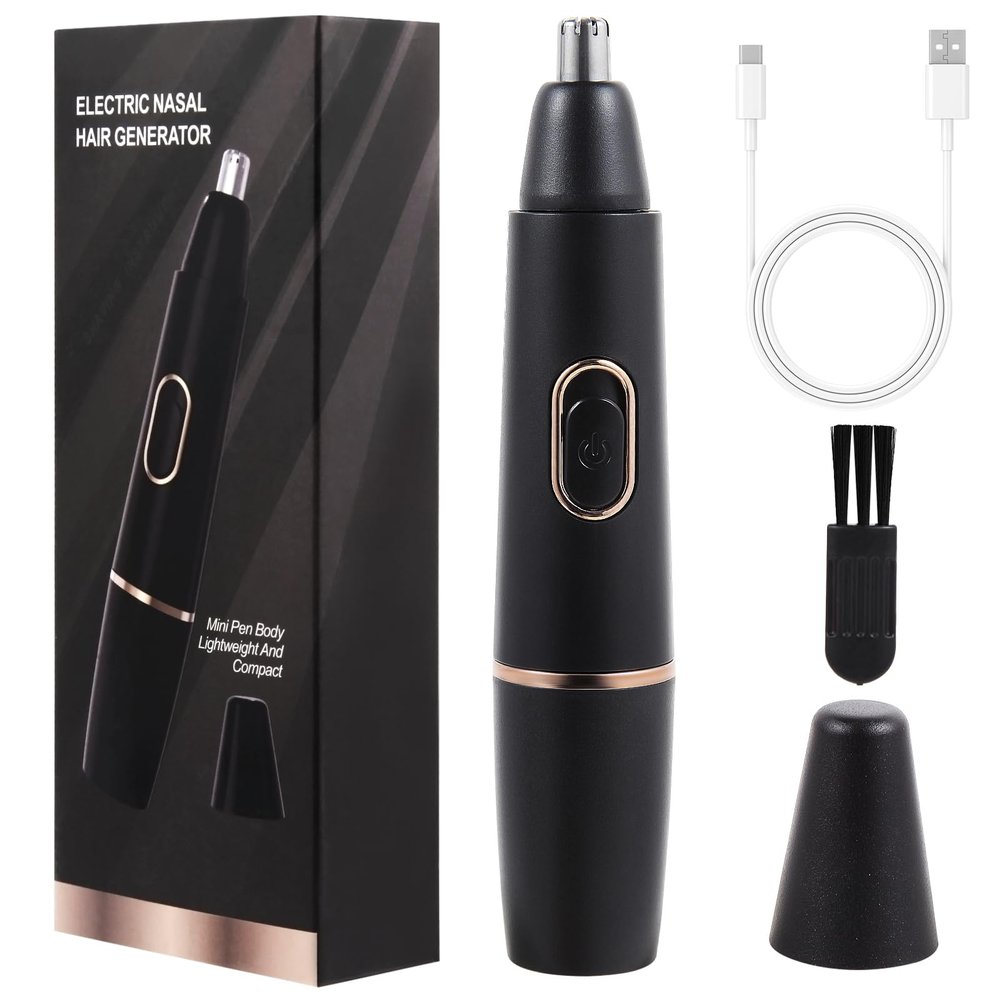 FEITA Ear and Nose Hair Trimmer for Men, Electric Cordless Men Rechargeable Nose-Hair Trimmer, 360 Rotating Dual-Blade Waterproof Noses Clippers, Dad & Men's Gifts for Him, Black