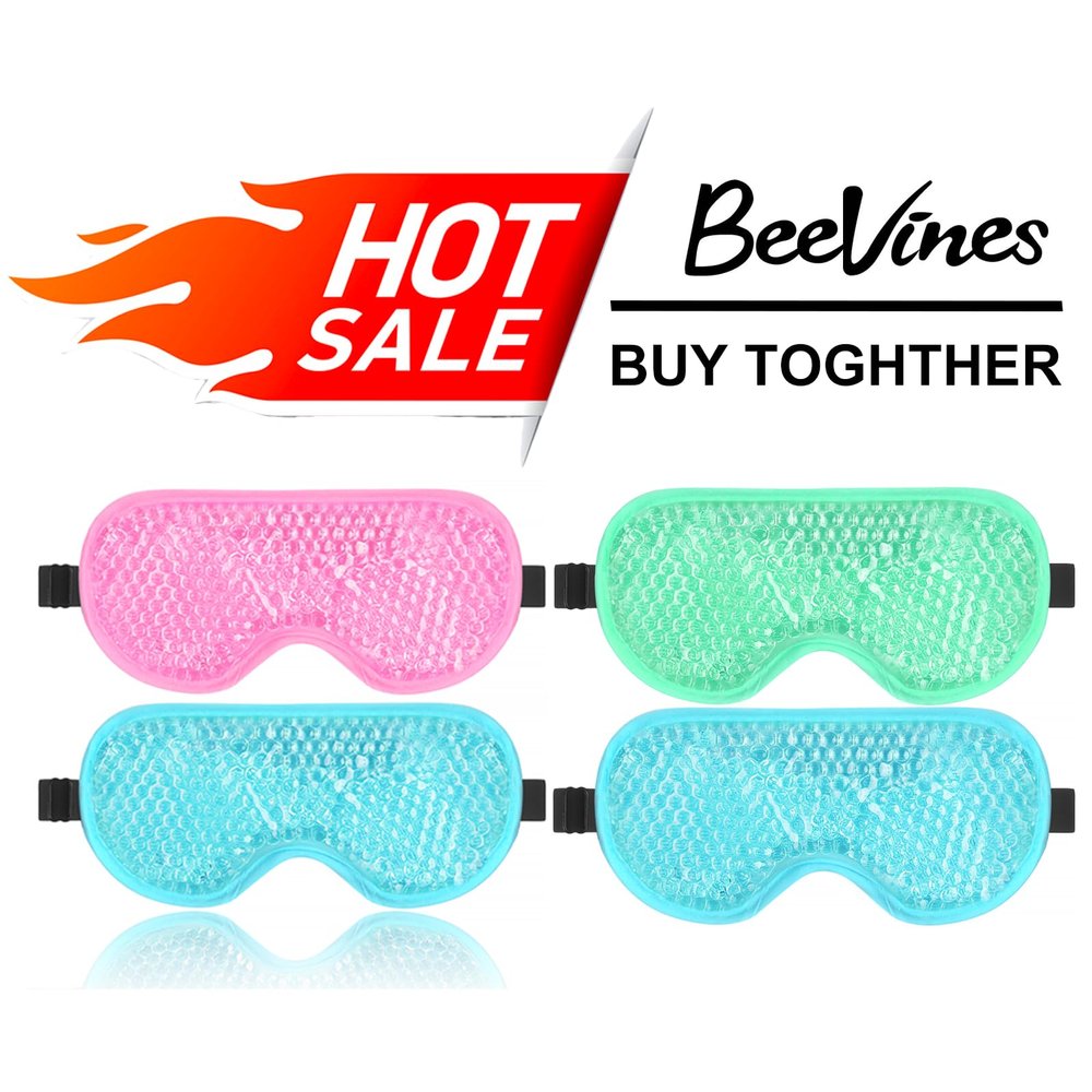 BeeVines 4 Pack Gel Eye Mask Pink & Green