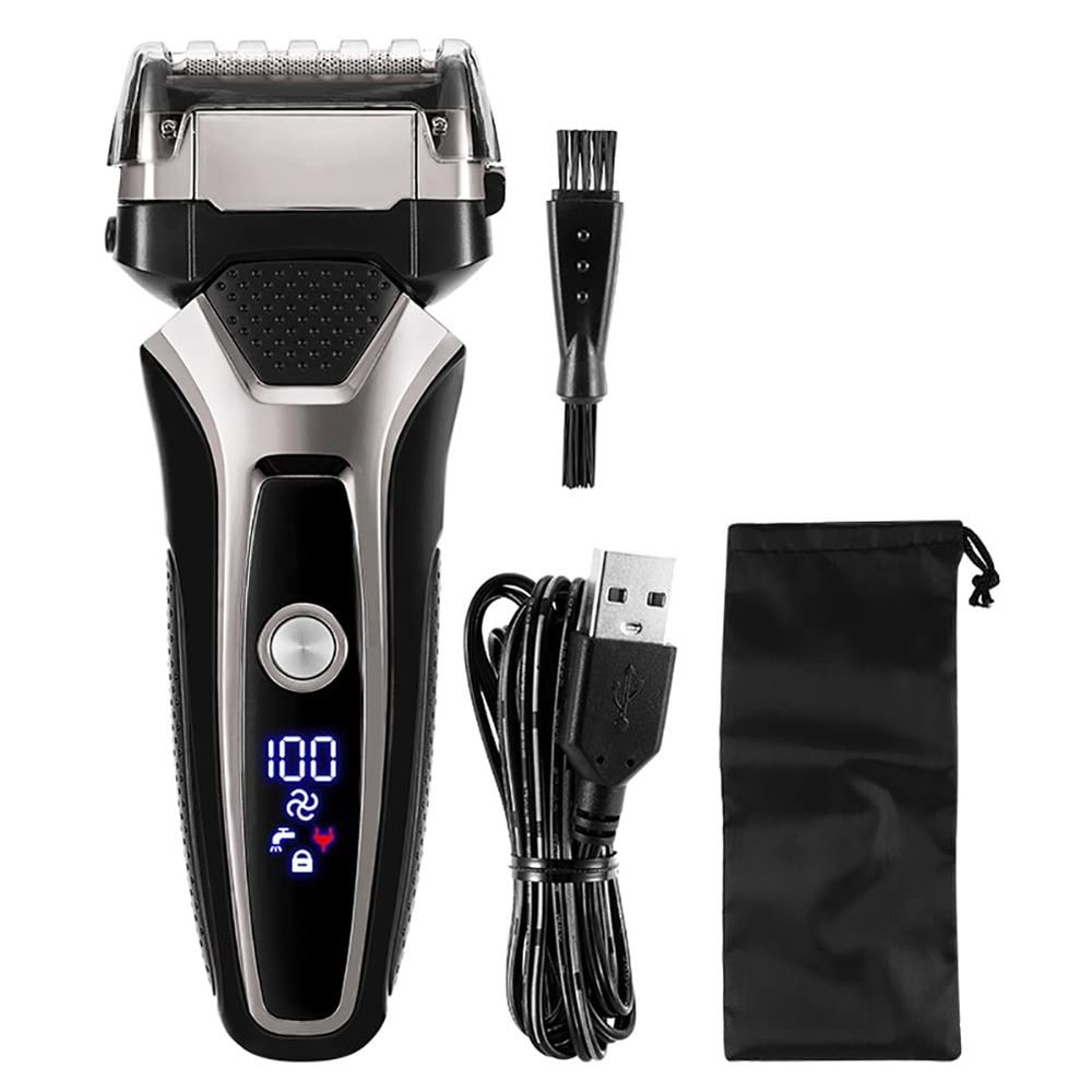 WTCBQC Electric Razors for Men, USB Rechargeable Electric Shaver Stainless Steel Shaving Machine Men 3D Triple Floating Blade Razor Shaver Barber Trimmer, Silver No Box