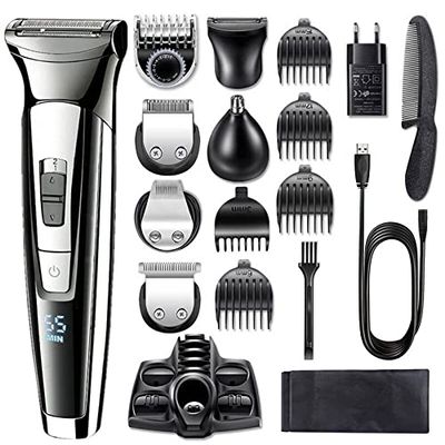 Electric Razors for Men, 17 Piece Grooming kit Electric Shaver for Men Body Shaving Machine Beard Hair Trimmer Electric Razor Rechargeable 100-240v
