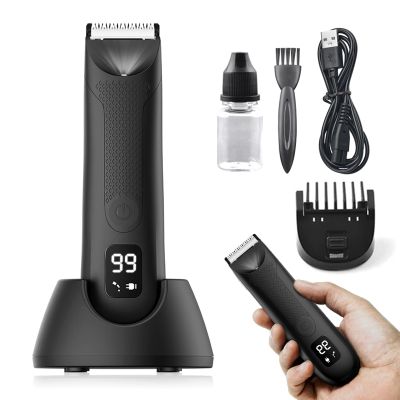 GooderGear SAFERAZOR Trimmer 2.0, Saferazor Trimmer for Men - Gift Set, Waterproof Dry/Wet Groin & Body Hair Trimmer, Replaceable Ceramic Blade Heads, 120 Minutes Shaving After Fully Charged (Black)
