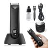 GooderGear SAFERAZOR Trimmer 2.0, Saferazor Trimmer for Men - Gift Set, Waterproof Dry/Wet Groin & Body Hair Trimmer, Replaceable Ceramic Blade Heads, 120 Minutes Shaving After Fully Charged (Black) view 1