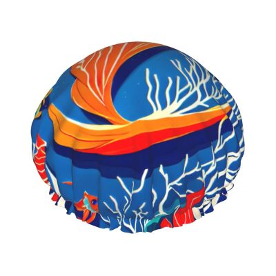 Colorful Tropical Sea Fish Stylish And Functional Double-Layer Shower Cap - Reusable And Cute Elastic Bath Cap