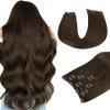 MAXITA Clip in Hair Extensions Real Human Hair, Remy Human Hair Clip in Extensions for Women, Natural Human Hair, 14inch 120g 7Pcs, Caramel Brown view 1