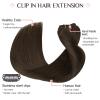 MAXITA Clip in Hair Extensions Real Human Hair, Remy Human Hair Clip in Extensions for Women, Natural Human Hair, 14inch 120g 7Pcs, Caramel Brown view 3