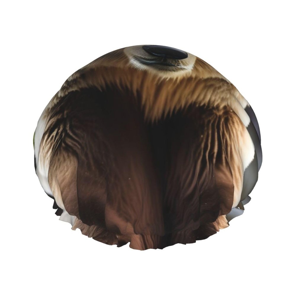 White Bear Brown Bear Stylish And Functional Double-Layer Shower Cap - Reusable And Cute Elastic Bath Cap