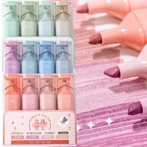 New Flexible Glitter Highlighter Maker - Smudge-Proof Glitter Highlighters Pens (3 Set)