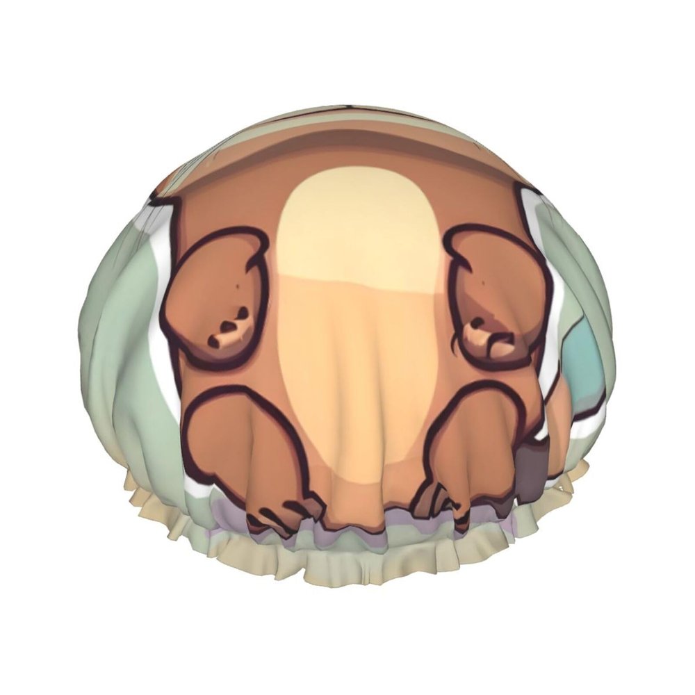 Cartoon Cute Otter Stylish And Functional Double-Layer Shower Cap - Reusable And Cute Elastic Bath Cap