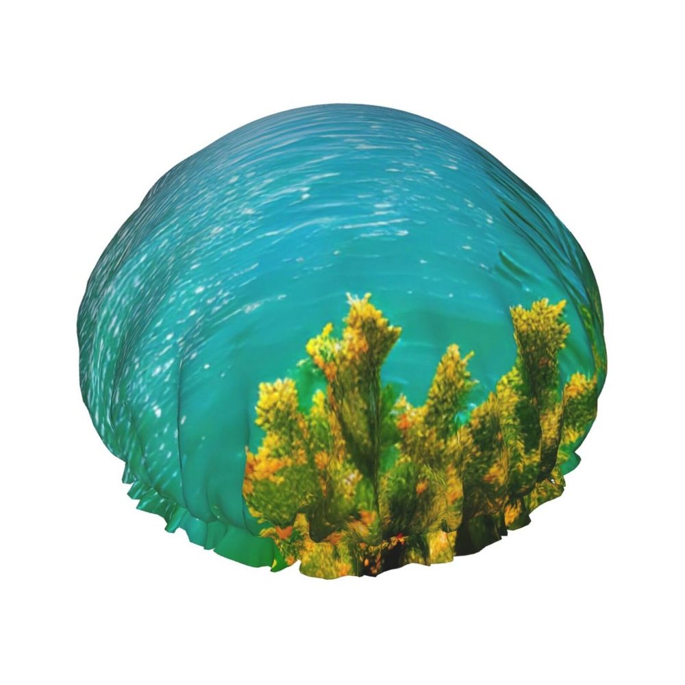Spain Water City Stylish And Functional Double-Layer Shower Cap - Reusable And Cute Elastic Bath Cap