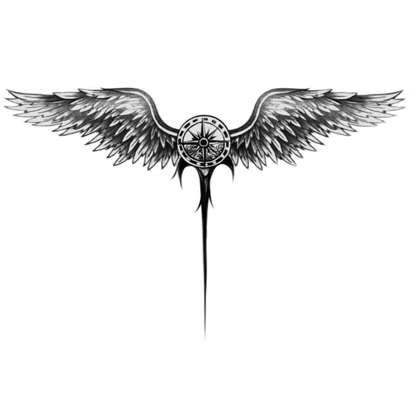 GoDdis Semi-Permanent Temporary Tattoo Fake Tattoo Sticker Herbal Juice Back Large Picture Wings Front Chest Waterproof Non-Reflective Male Lasting For Two Weeks