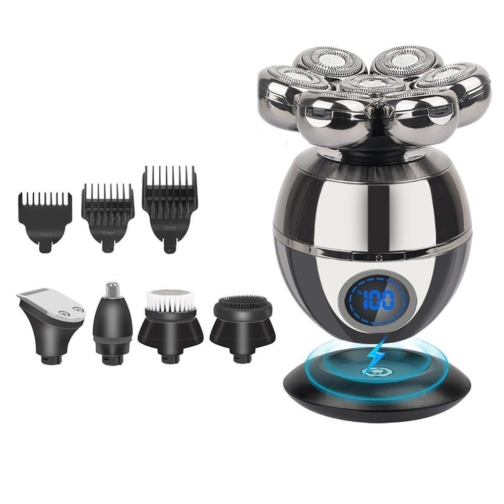 Head Shaver for Men, 5 in 1 Shaver for Men Electric Shaver Bald Head Shaver Hair Clipper for Bald Man Beard Trimmer Shaving Machine Bald Head Razor 7D