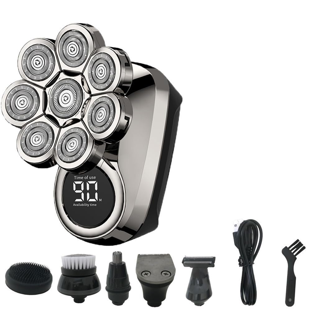 Head Shaver for Men, 6 in 1 Men's Rechargeable Razor Nose Hair Trimmer Razor Electric Shaver Men's Razor Men's Electric Shaver Beard Trimmer