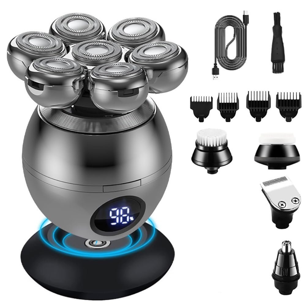 WTCBQC Head Shaver for Men, 5 in 1 7D Floating Electric Head Shaver for Men Portable Beard Hair Trimmer Clipper Skull Shaver Waterproof Shaving Machine