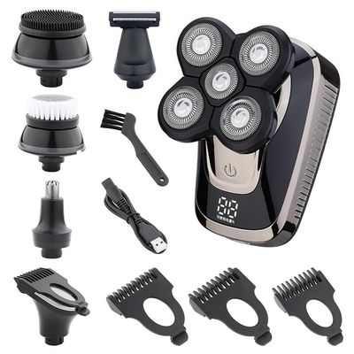 Head Shaver for Men, 5 in 1 Bald Head Shaver Electric Razor for Men LED Display Nose Hair Beard Trimmer Clippers Facial Cleansing Brush USB Rechargeable