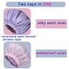 2Pcs Genergy Satin lined Shower Cap ReusableLuxury Waterproof Extra Large Shower Caps Adjustable, Double Layers &Reversible Satin Bonnet Shower Cap for Women(light blue + pink) view 2