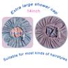 2Pcs Genergy Satin lined Shower Cap ReusableLuxury Waterproof Extra Large Shower Caps Adjustable, Double Layers &Reversible Satin Bonnet Shower Cap for Women(light blue + pink) view 4