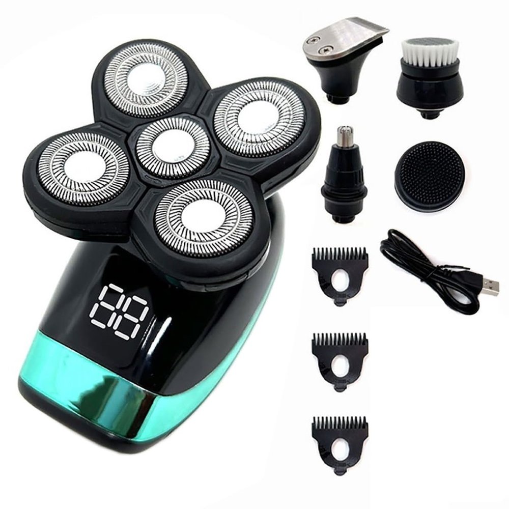WTCBQC Head Shaver for Men, 5 in 1 Bald Head Shaver with Hair Clippers Nose Hair Trimmer Facial Cleaning Waterproof Electric Shaver for Men Beard Trimmer