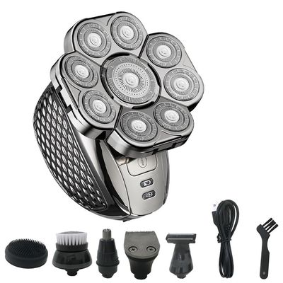 WTCBQC Head Shaver for Men, 6 in 1 Men's Bald Head Electric Shaver 9 Blades Floating Heads Beard Nose Ear Hair Trimmer Clipper Facial Brush Rechargeable Razor