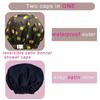 2Pcs Shower Cap with Satin Interior, Extra Large&Reusable&Waterproof Shower Cap for Women, Adjustable &Double Layers &Reversible Shower caps (pink+black flower) view 3