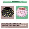 2Pcs Shower Cap with Satin Interior, Extra Large&Reusable&Waterproof Shower Cap for Women, Adjustable &Double Layers &Reversible Shower caps (pink+black flower) view 4