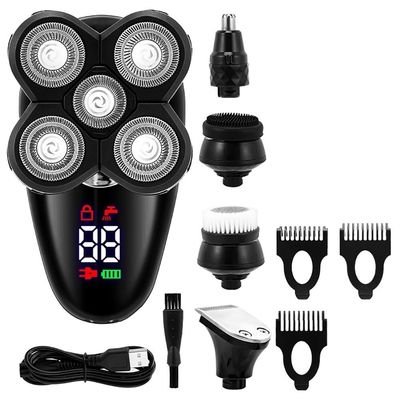 Head Shaver for Men, 5 in 1 Facial & Body Grooming Set Electric Shaver Hair Trimmer Beard Electric Razor for Men Bald Shaving Machine Digital LCD Display
