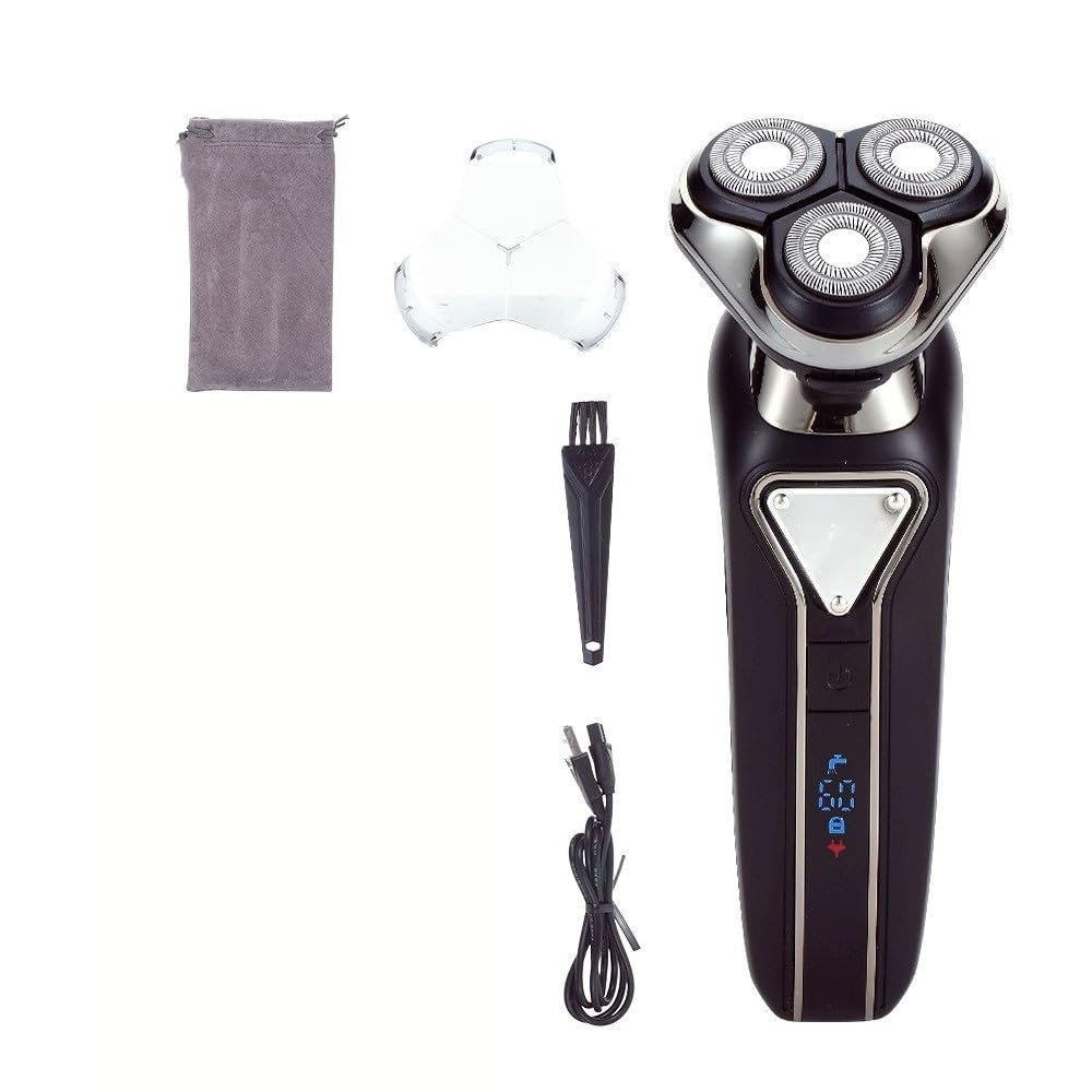 Head Shaver for Men, Electric Shaver Razor Waterproof Beard Trimmer USB Rechargeable Professional 3D Floating Travel Lock Shaver for Men (Color : Black with Box)