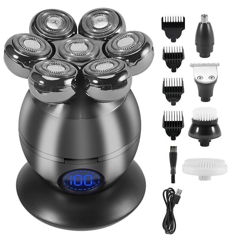 Head Shaver for Men, 5-in-1 Rechargeable Multi Grooming Kit Beard Hair Electric Shaver for Men Body Trimmer Facial Electric Razor Balde Shaving Machine