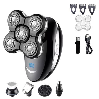 WTCBQC Head Shaver for Men, 5 in 1 Electric Shaver for Men Beard Hair Trimmer Bald Head Razor 5D Floating Electric Nose Hair Trimmer LCD Display