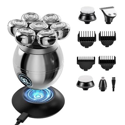 Head Shaver for Men, 7D Floating Head Men's Electric Shaver USB Charging Dock LCD Waterproof Portable Nose Hair Trimmer Bald Razor Machine Shaving