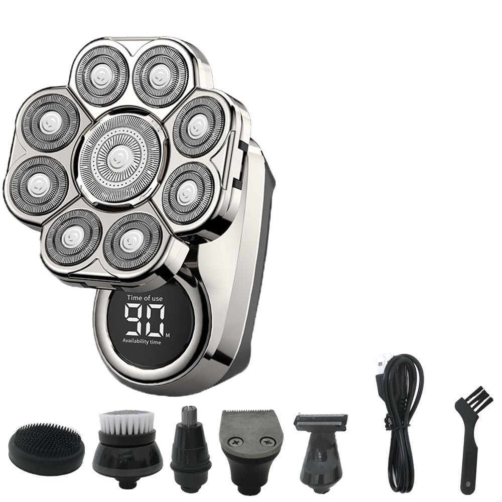 WTCBQC Head Shaver for Men, 9 Blades Multi Grooming Kit 6 in 1 Digital Display Electric Shaver Hair Trimmer Beard Rlectric Razor Wet Dry Men Facial Shaving Machine